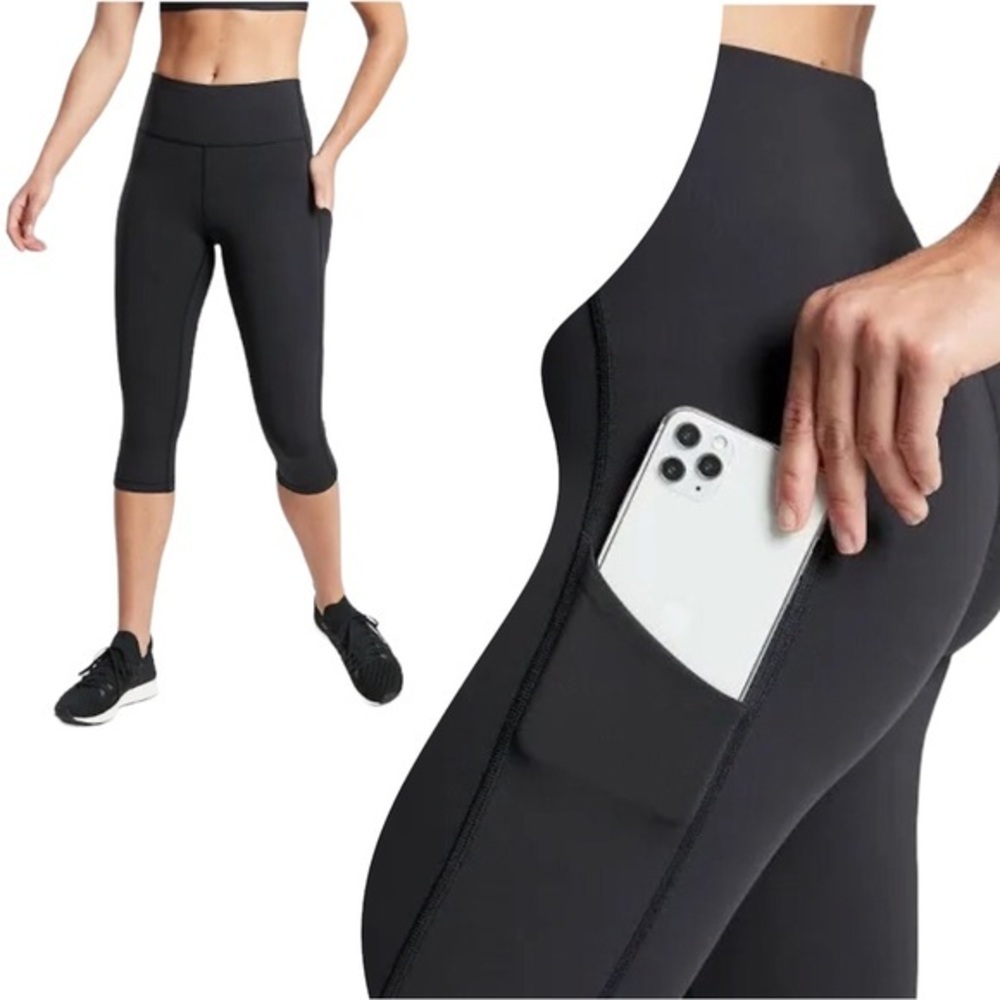 ATHLETA Ultimate Stash Pocket Black Crop Leggings M (Tall)